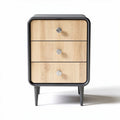 Wooden nightstand with three drawers and metal accents 50 x 40 x 60cm