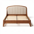 Wooden bed frame with upholstered headboard and slatted base 200 x 160 x 90cm