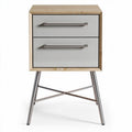 Nightstand with two drawers in gray and natural wood finish measuring 50 x 40 x 60cm