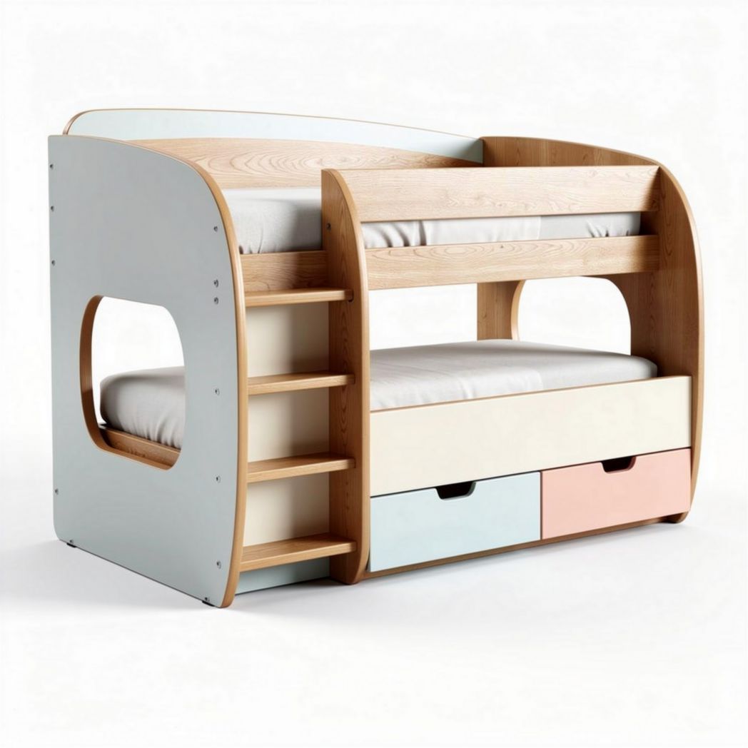 Wooden loft bed with storage drawers for kids in multiple colors 200 x 100 x 150cm