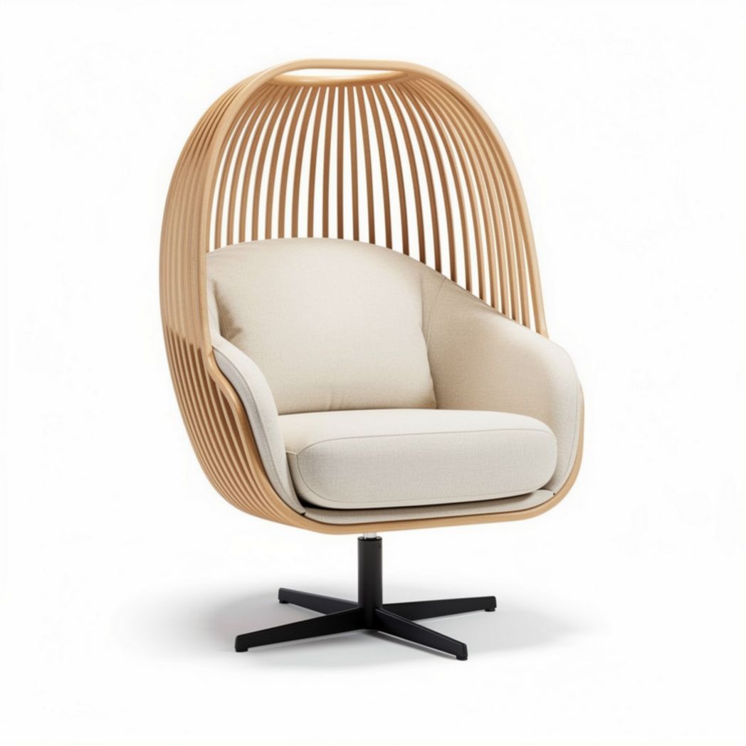 Natural wood frame chair with cushioned seat for indoor or outdoor use