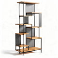 Metal and wood bookshelf with open shelving for modern home decor 160 x 75 x 30cm