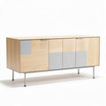 Wooden sideboard with gray accents and metal legs 100 x 40 x 75cm