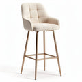 Upholstered bar stool in beige fabric with metal legs 45 x 50 x 100cm