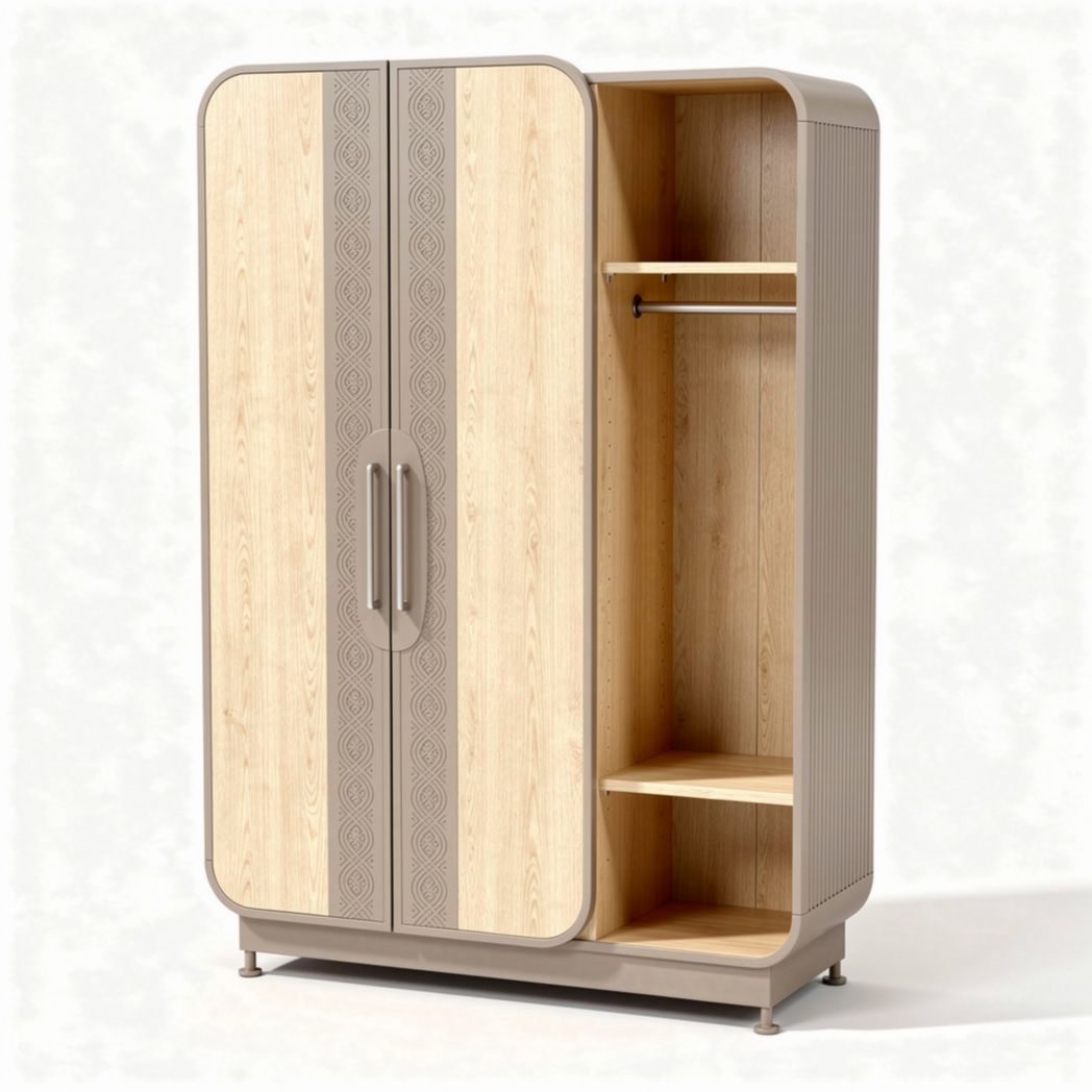 Storage wardrobe with shelves and hanging rod 180 x 90 x 45cm wood finish