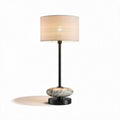 Marble base table lamp with fabric shade and metal stem 30 x 15 x 50cm