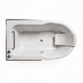 Bathtub with integrated handle and drain assembly in white acrylic 150 x 75 x 45cm