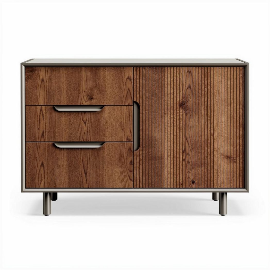 Wooden storage cabinet with two drawers and a door 80 x 40 x 70cm