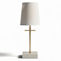 Marble base table lamp with fabric shade and gold metal accents 10 x 10 x 30cm