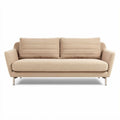 Modern beige fabric sofa with sloped arms and stainless steel legs 200 x 90 x 80cm
