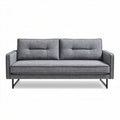 Sofa with metal frame and gray fabric upholstery for living room use
